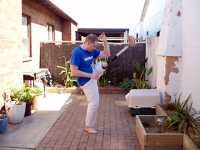 Front kick with artificial leg